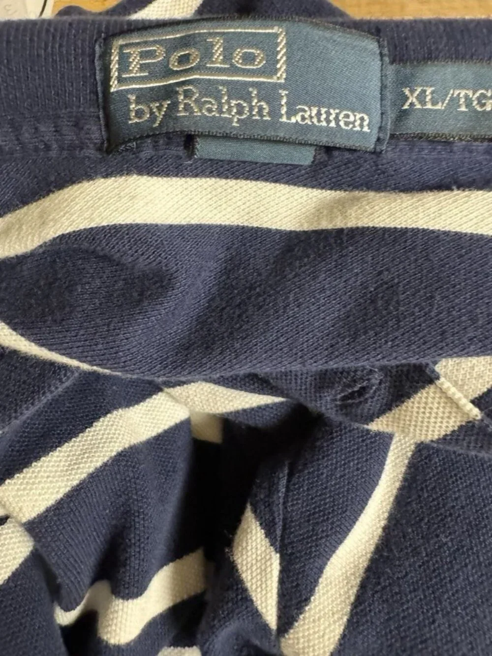 Polo Ralph Lauren Mens XL Navy White Striped Pocket Polo Shirt Red Pony Cotton